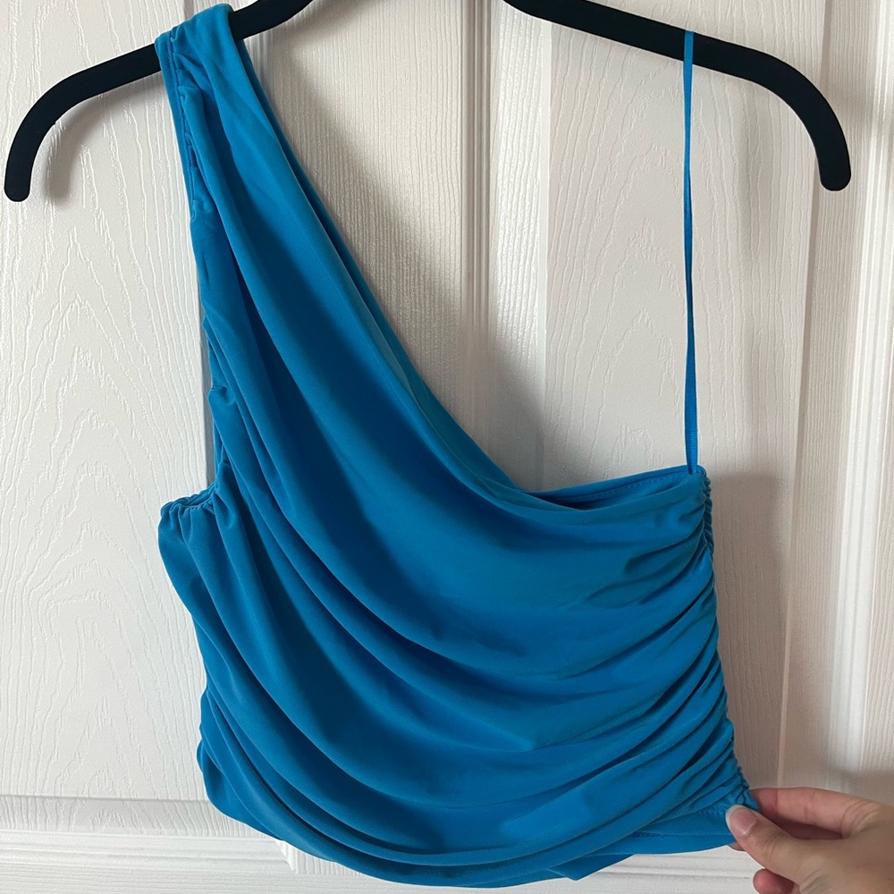 Blue One Shoulder Top